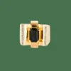 Bague Tank Art Déco saphir diamants en or jaune et blanc