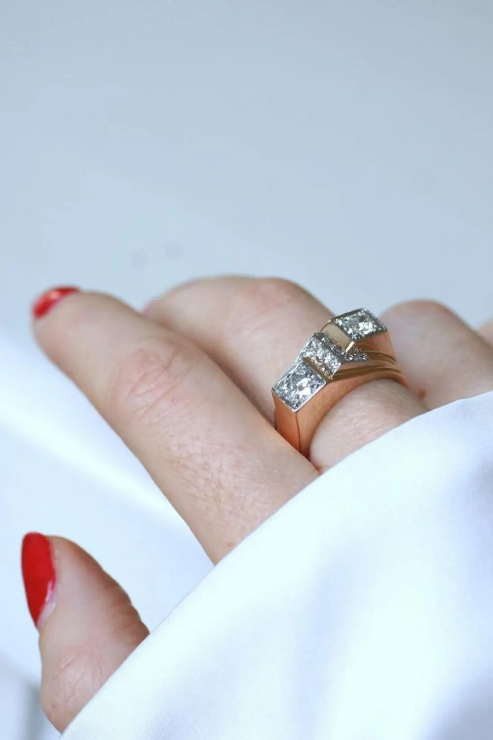 Bague Tank Asymétrique Diamants 1,20 Cts
