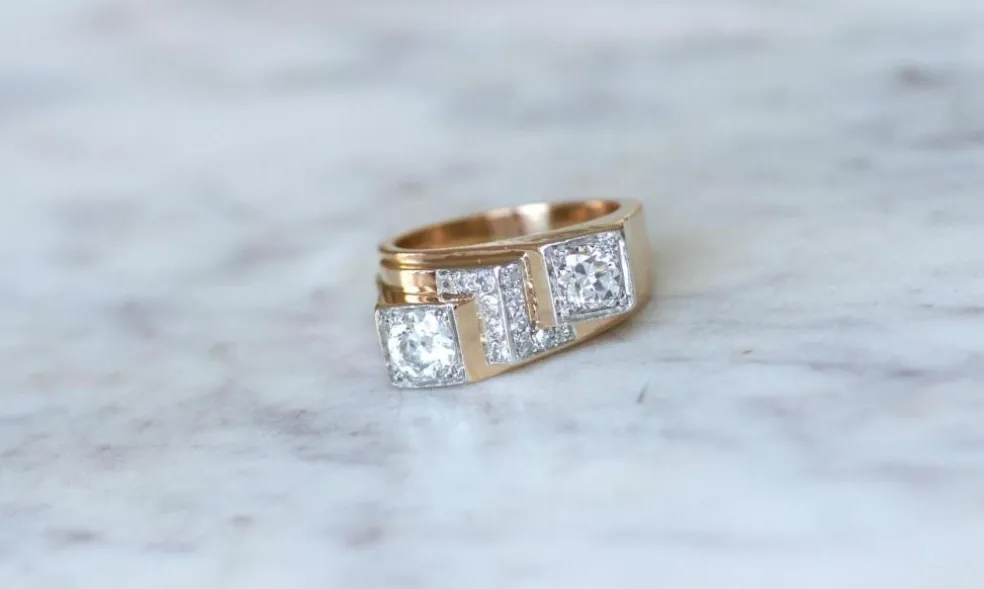Bague Tank Asymétrique Diamants 1,20 Cts