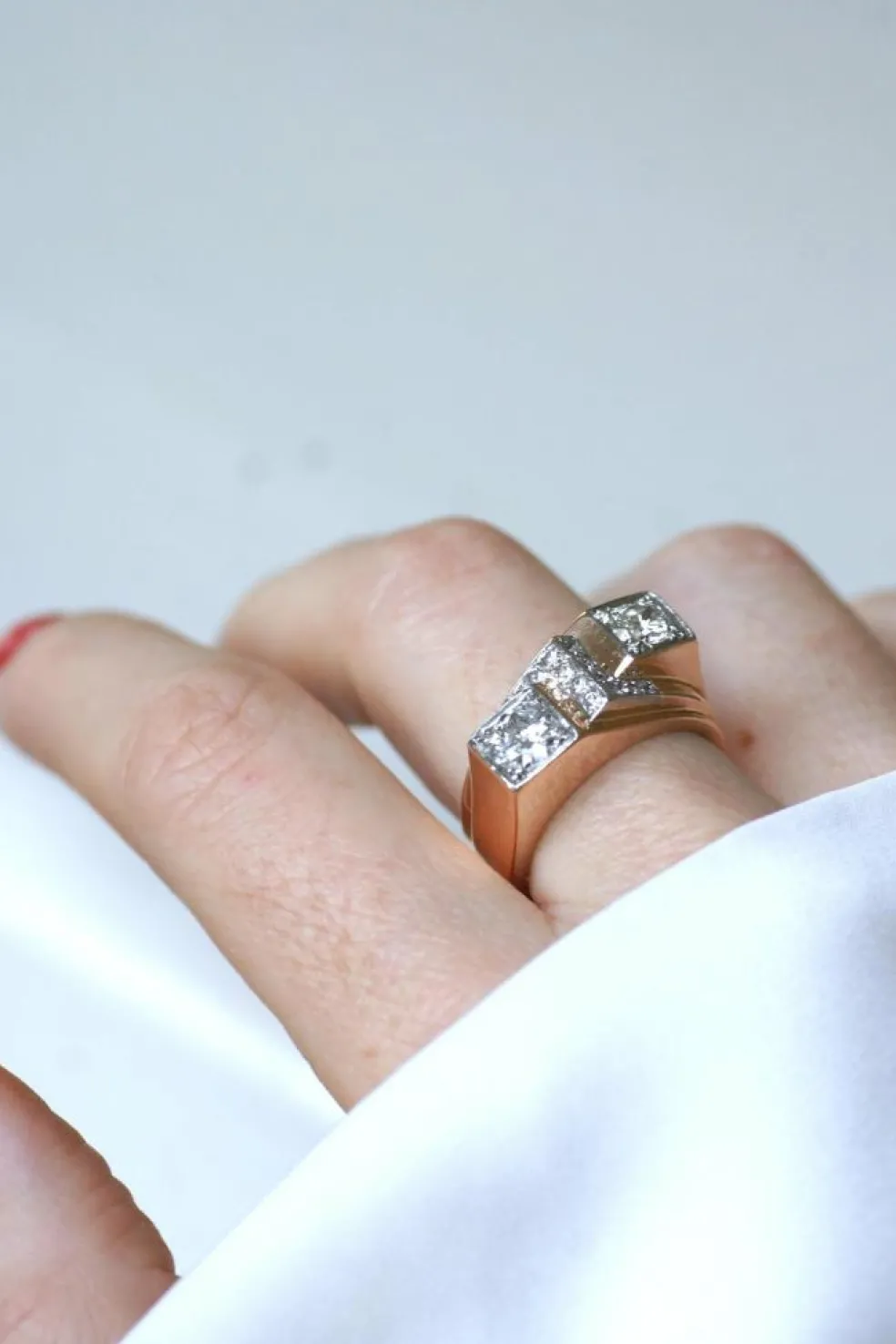 Bague Tank Asymétrique Diamants 1,20 Cts
