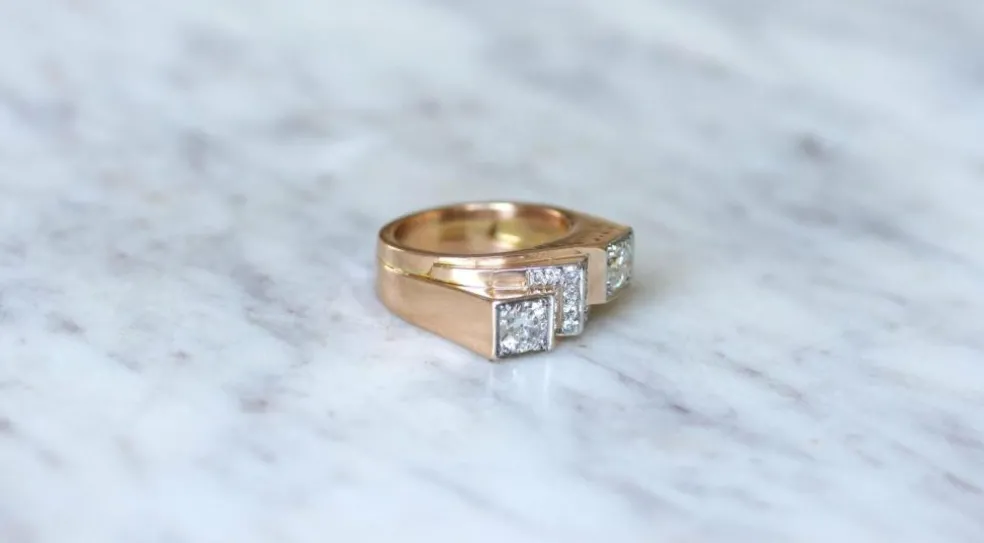 Bague Tank Asymétrique Diamants 1,20 Cts