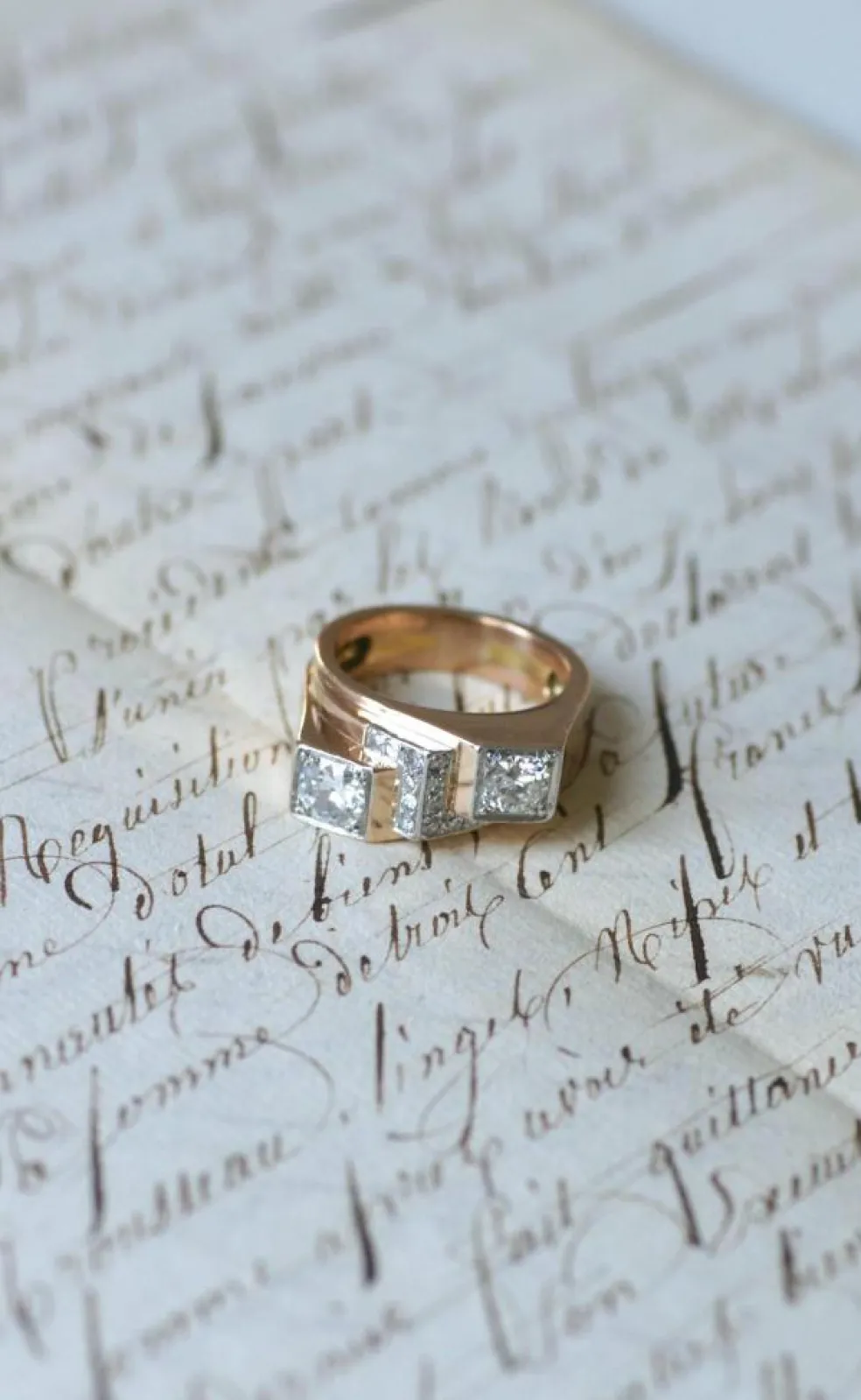 Bague Tank Asymétrique Diamants 1,20 Cts