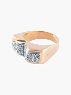 Bague Tank Asymétrique Or Jaune Diamants