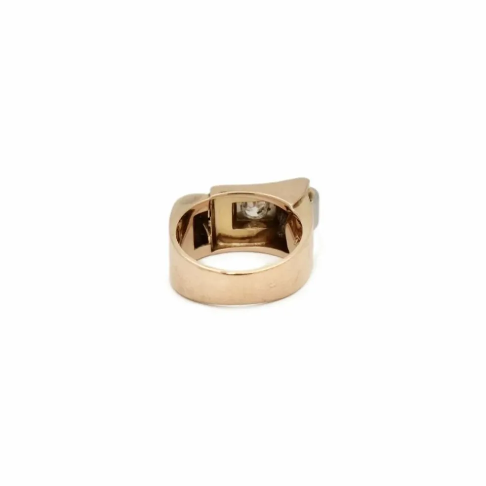 Bague Tank asymétrique or rose diamants