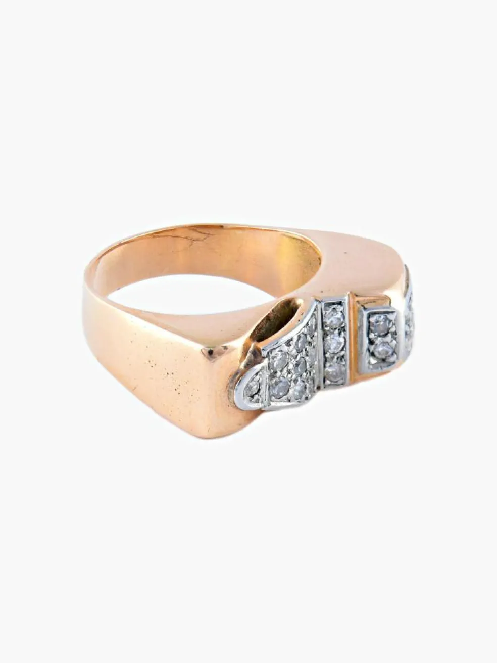 Bague Tank Asymétrique Or Jaune Diamants