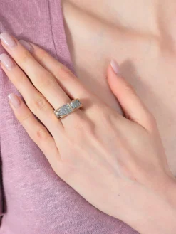 Bague Tank Asymétrique Or Jaune Diamants