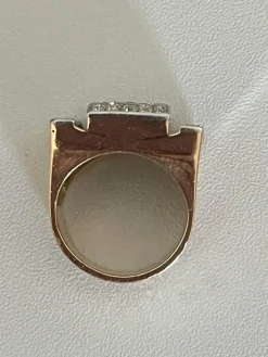 Bague Tank Chevalière Or Jaune Diamants 1,30 ct