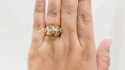 Bague tank des années 40 en or rose et diamants