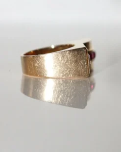 Bague Tank Diamant Et Pierres Rouges