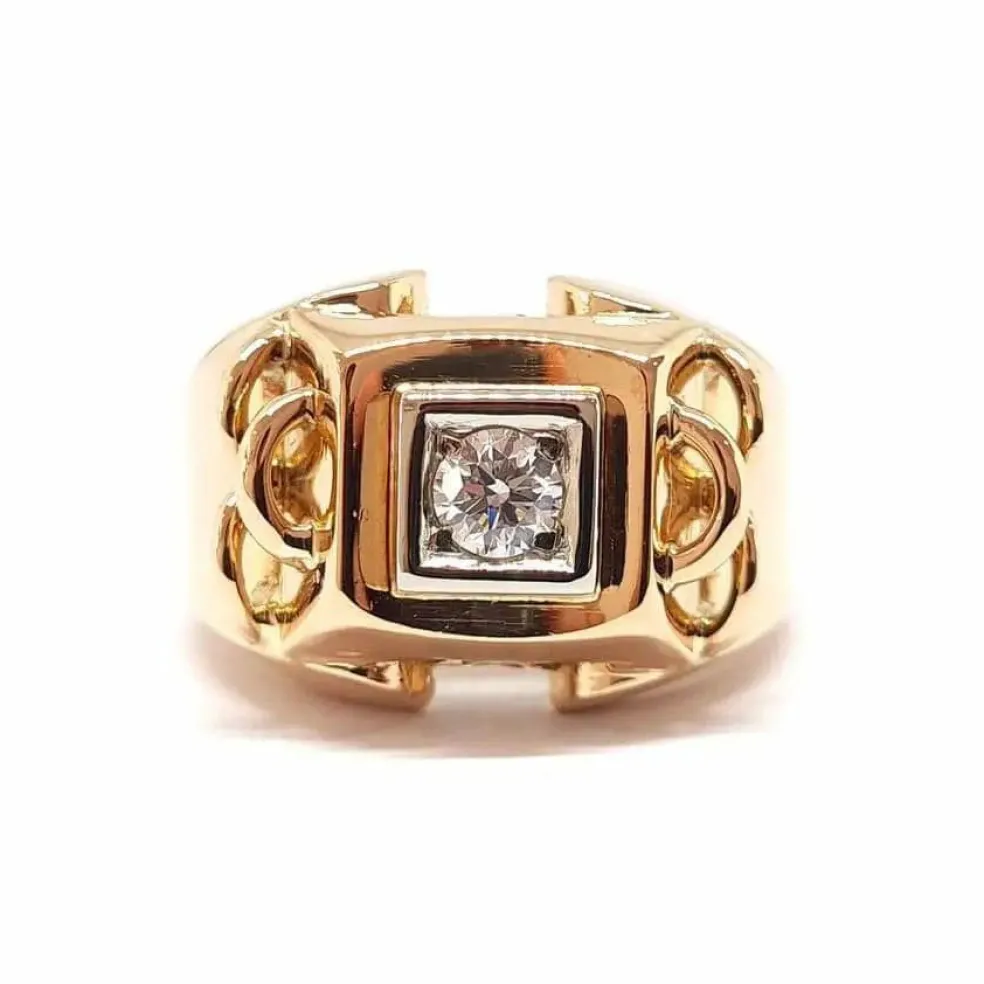 Bague Tank diamant or jaune
