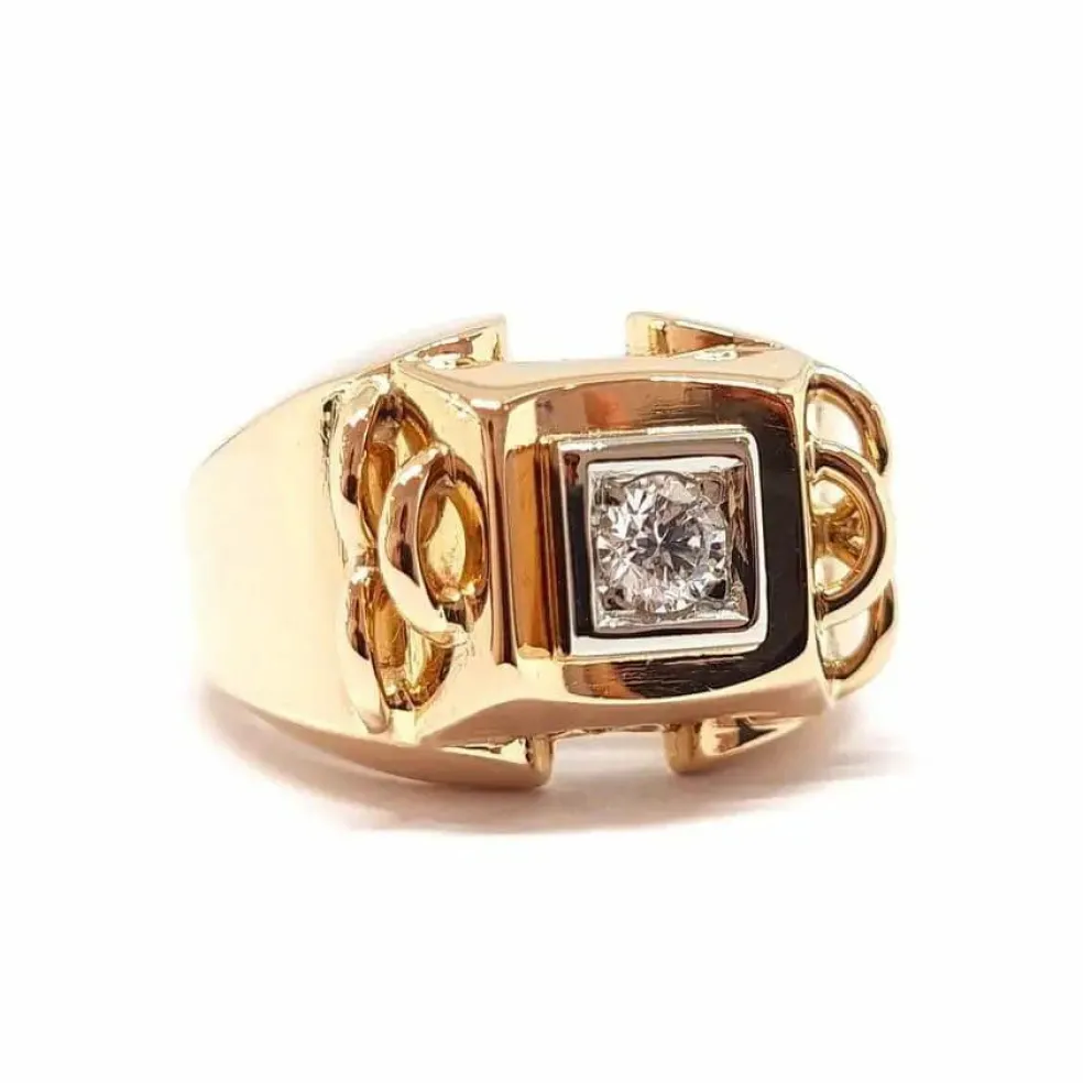 Bague Tank diamant or jaune