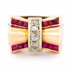 Bague Tank Diamant Rubis