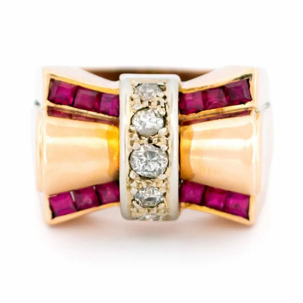 Bague Tank Diamant Rubis