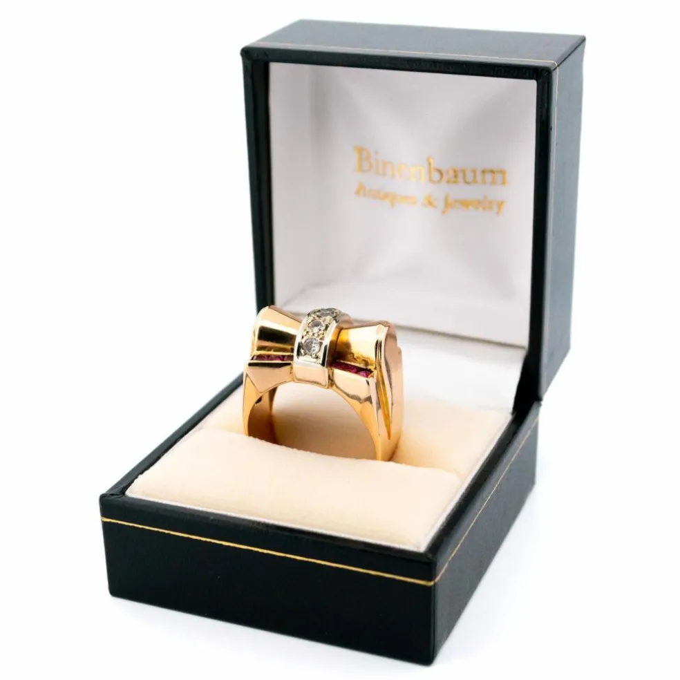 Bague Tank Diamant Rubis