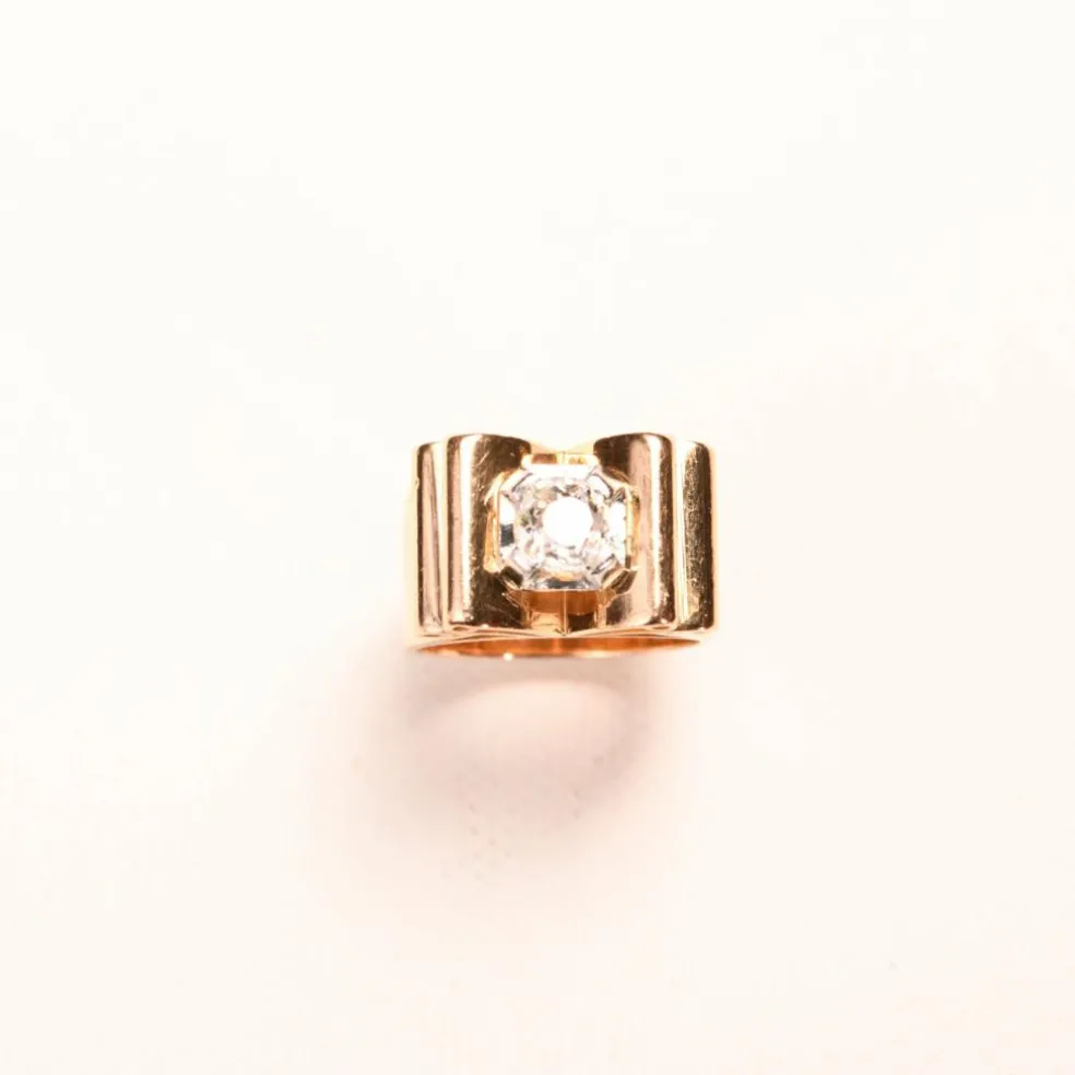 Bague Tank diamant solitaire or rose