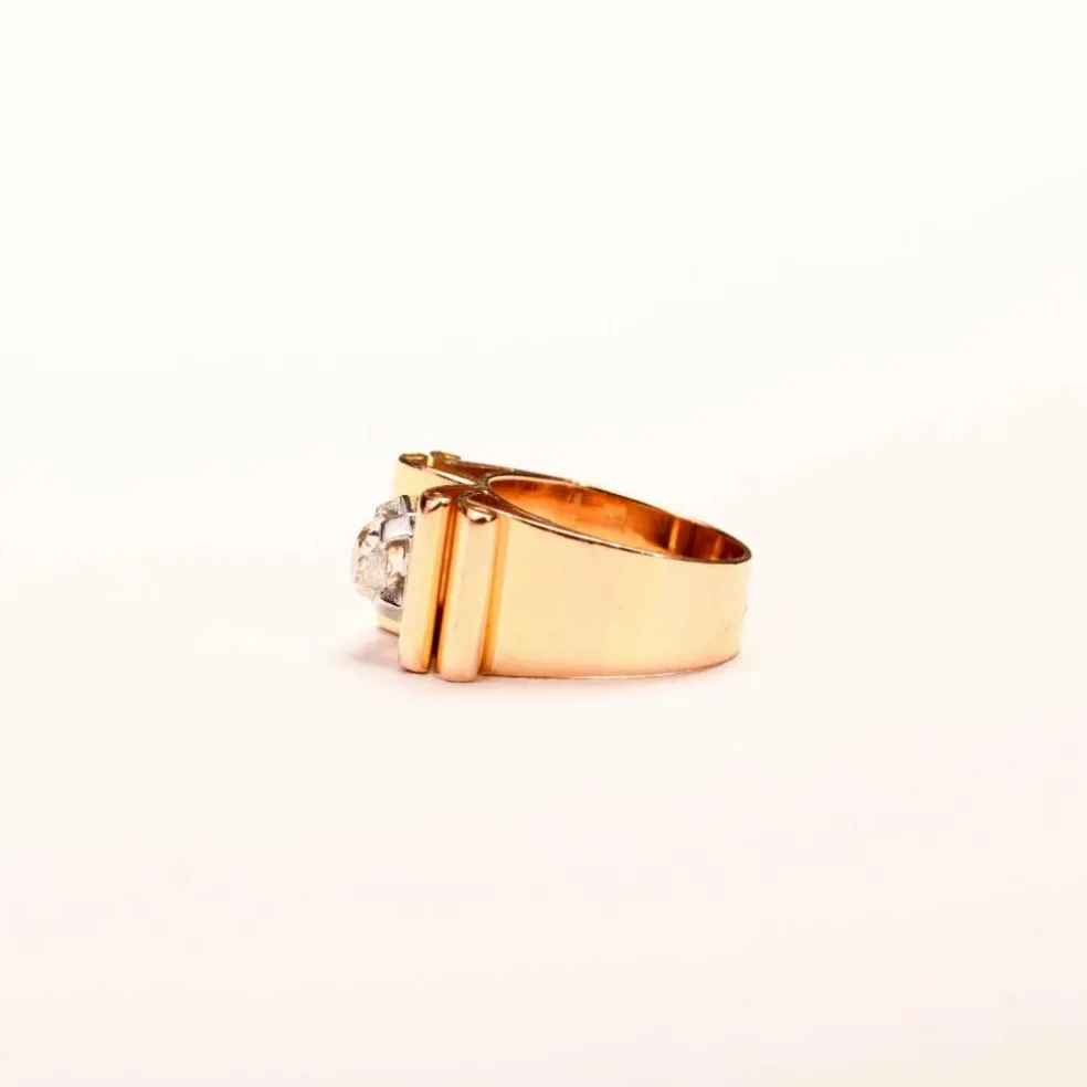 Bague Tank diamant solitaire or rose