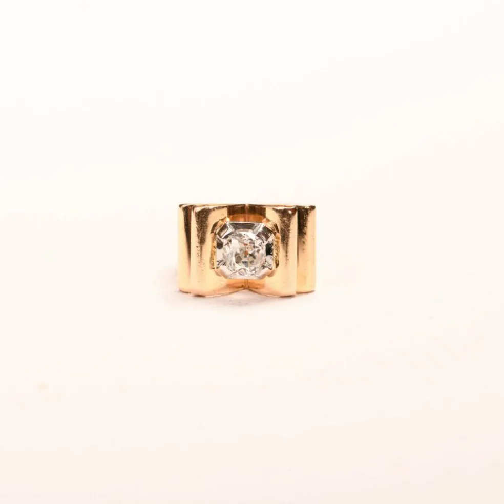 Bague Tank diamant solitaire or rose