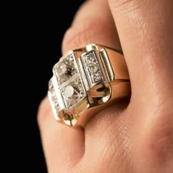 Bague tank diamants