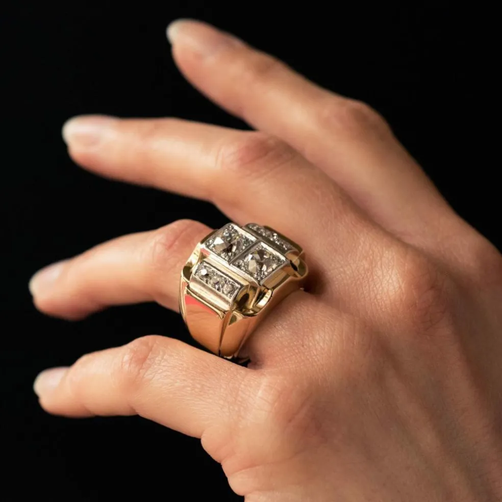 Bague tank diamants