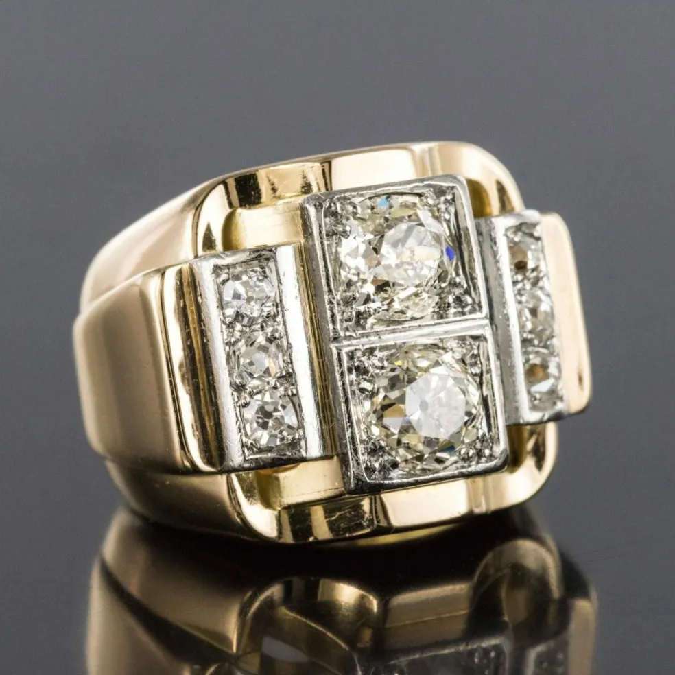 Bague tank diamants