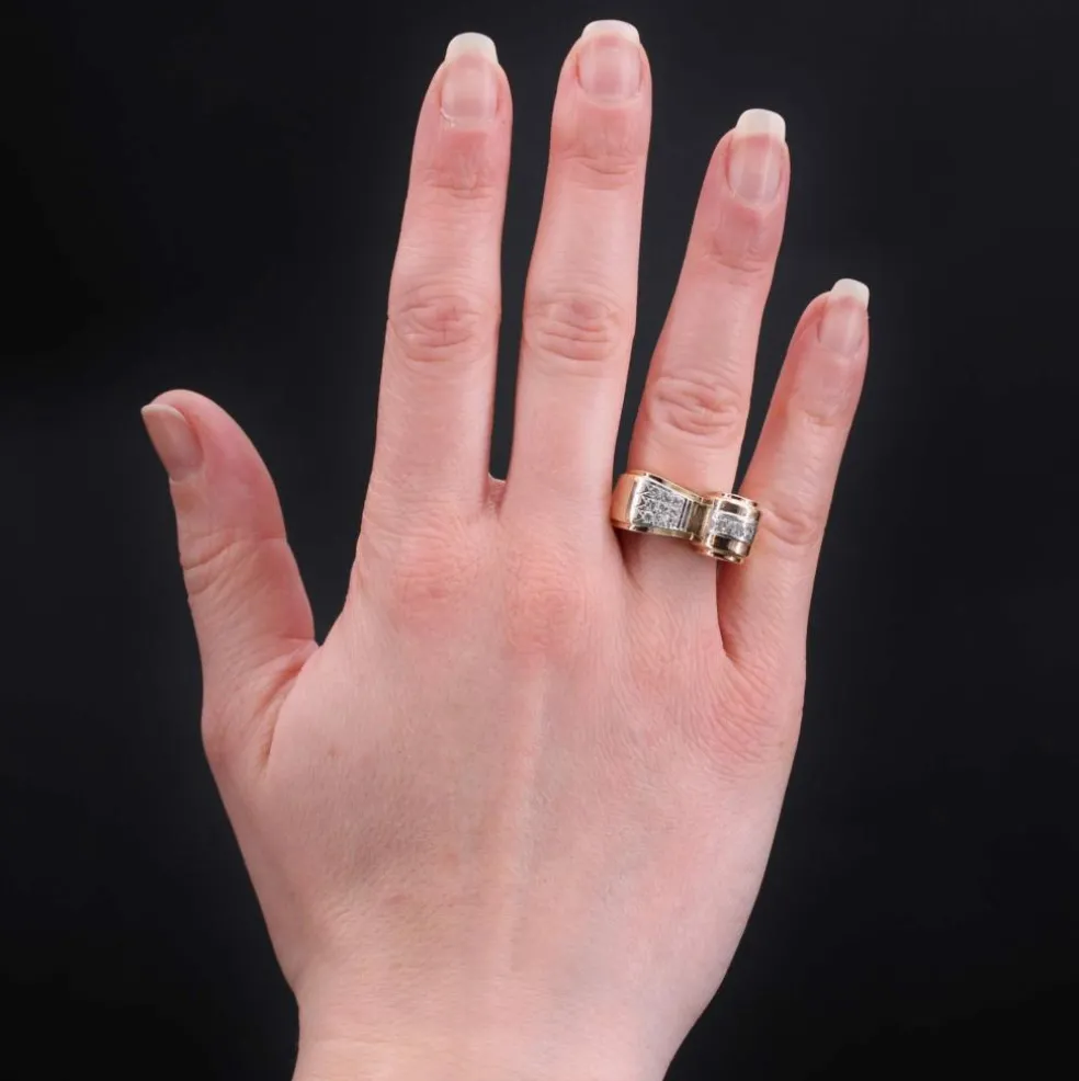 Bague tank diamants asymétrique