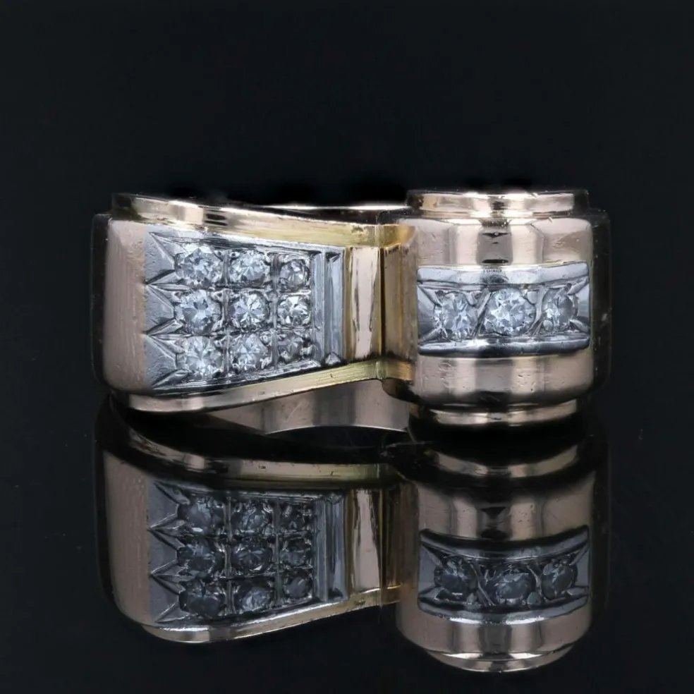 Bague tank diamants asymétrique