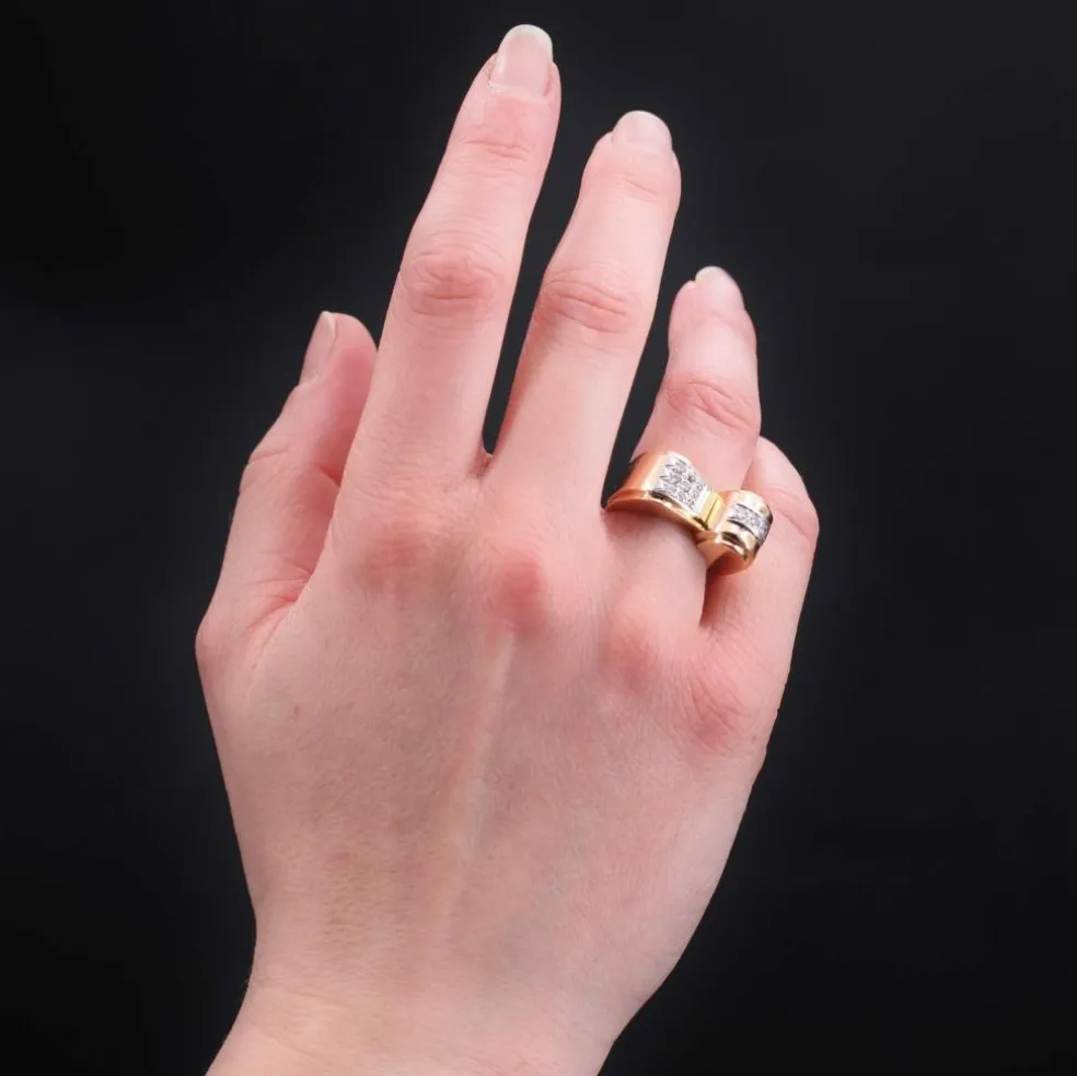 Bague tank diamants asymétrique