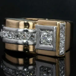 Bague tank diamants asymétrique