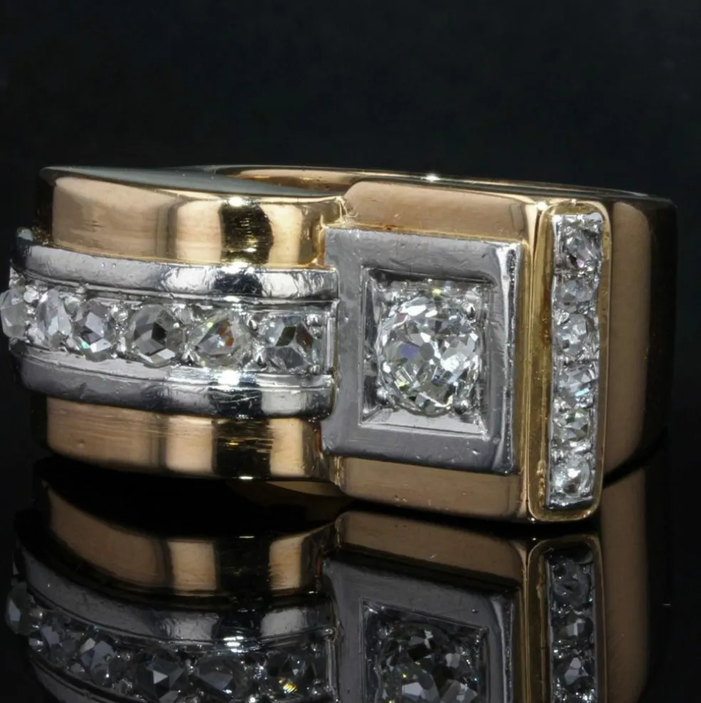 Bague tank diamants asymétrique