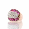 Bague tank diamants et rubis calibrés