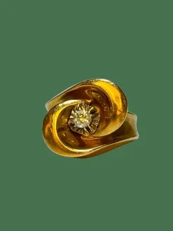Bague tank diamants or jaune