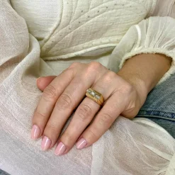 Bague Tank diamants or jaune et platine