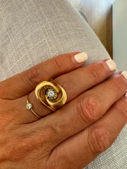 Bague tank diamants or jaune