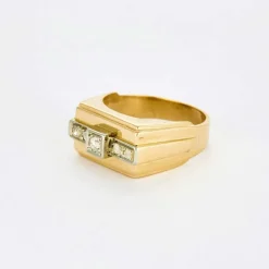 Bague Tank diamants or jaune et platine