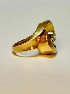 Bague tank diamants or jaune