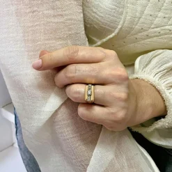 Bague Tank diamants or jaune et platine