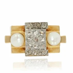 Bague tank diamants perles fines