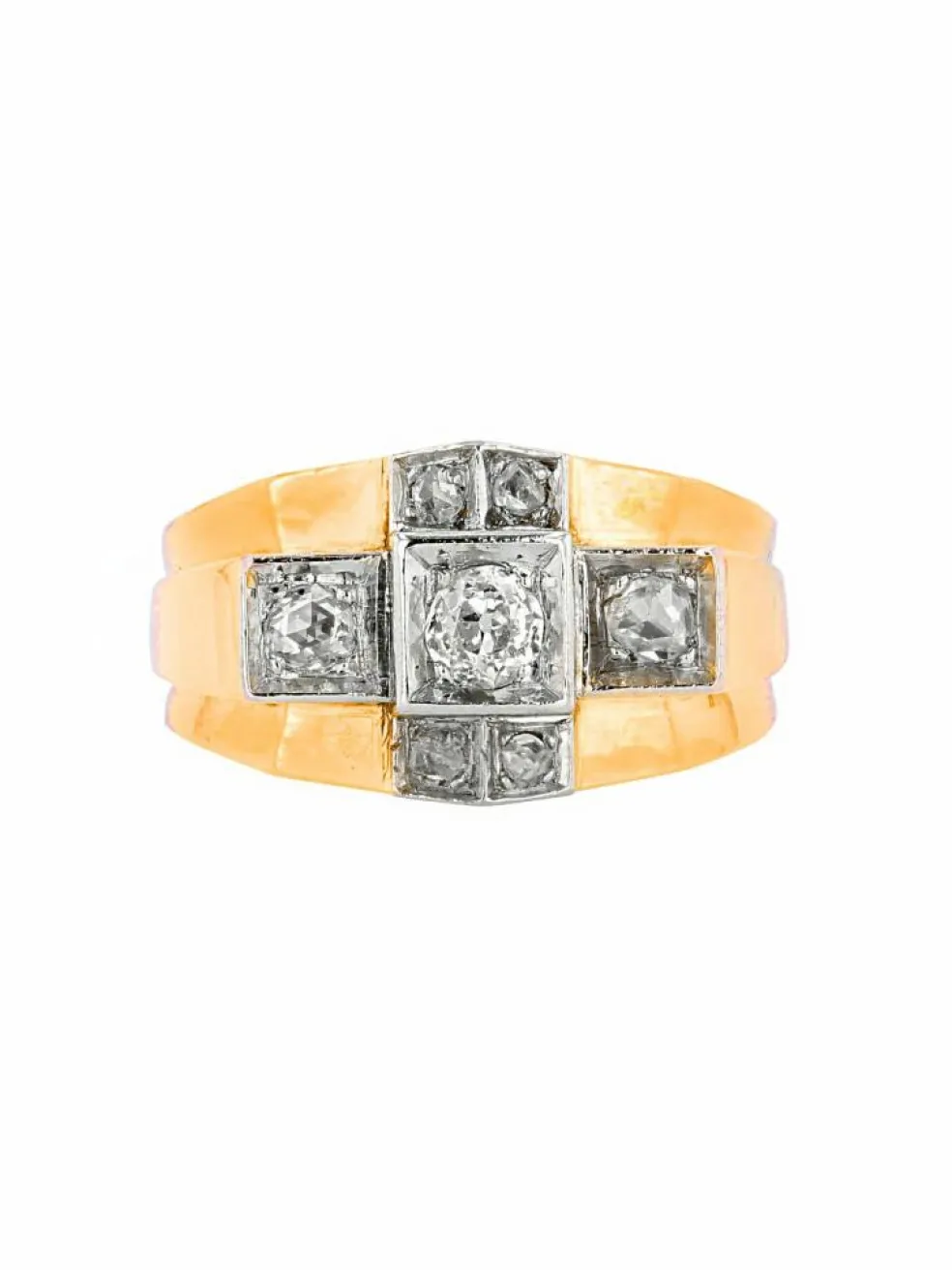 Bague tank diamants pont