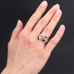 Bague tank diamants pont