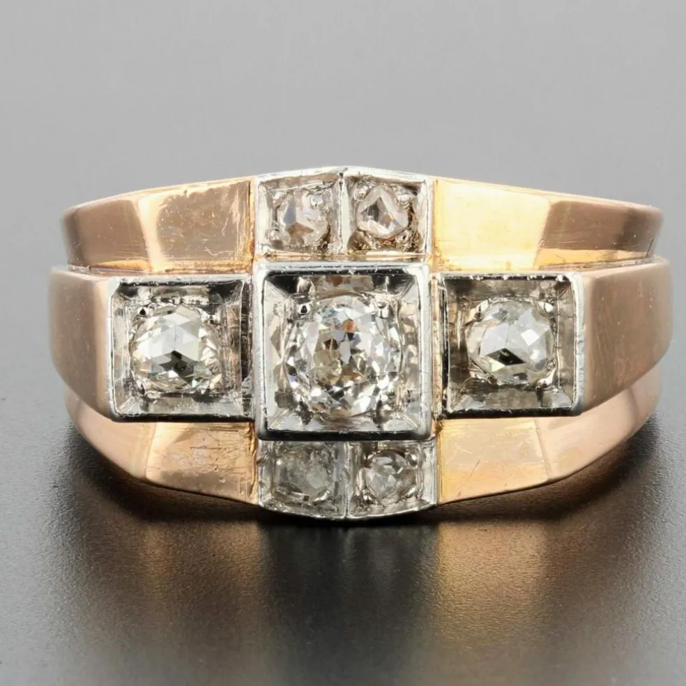 Bague tank diamants pont