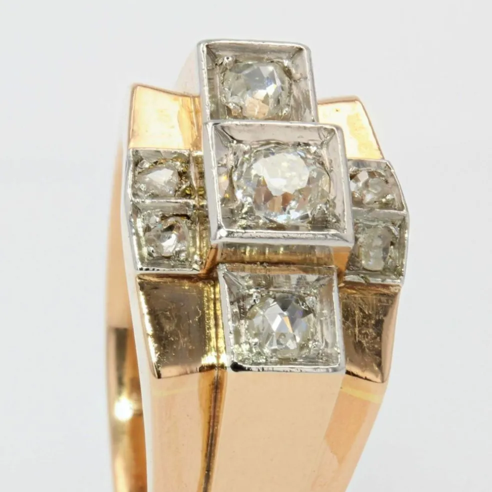 Bague tank diamants pont