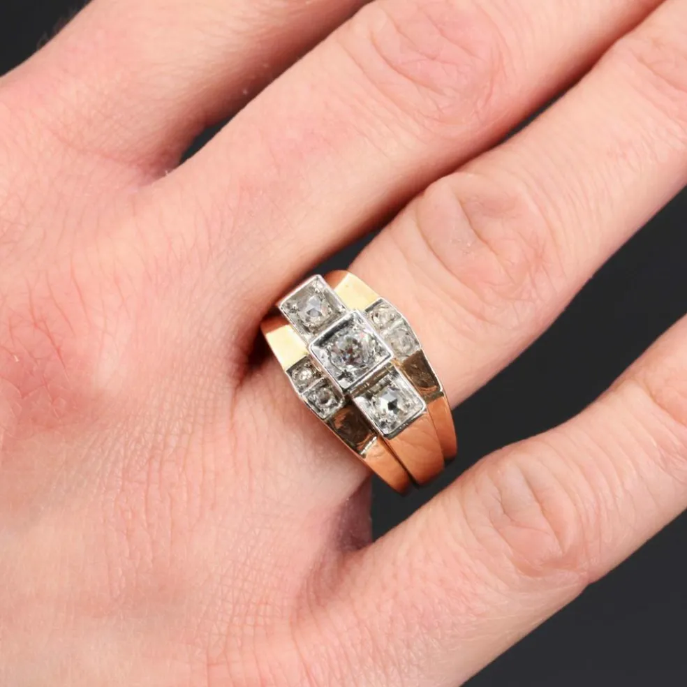 Bague tank diamants pont