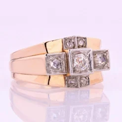 Bague tank diamants pont
