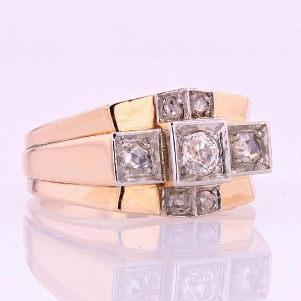 Bague tank diamants pont
