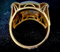Bague Tank d'époque 1940/50 deux ors diamants