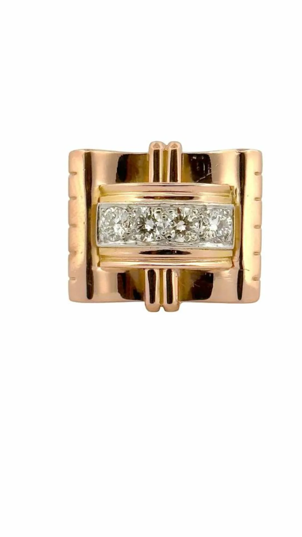 Bague tank en or 18 carats et diamants