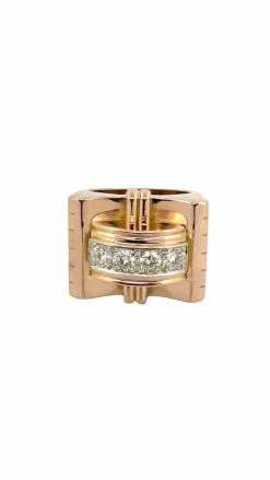 Bague tank en or 18 carats et diamants