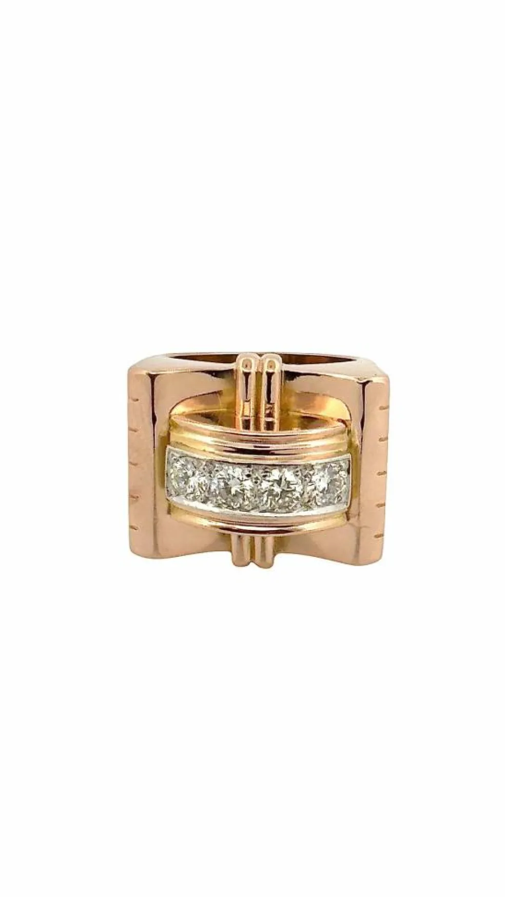 Bague tank en or 18 carats et diamants