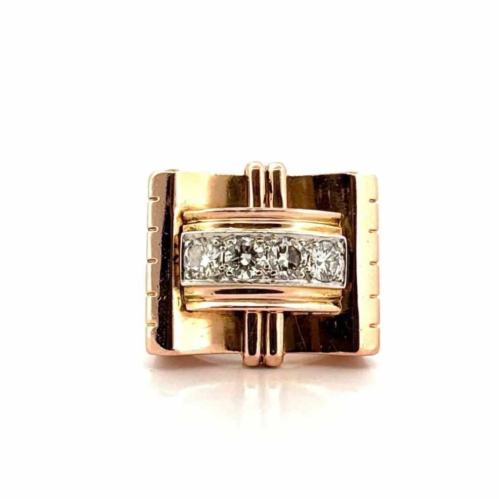 Bague tank en or 18 carats et diamants