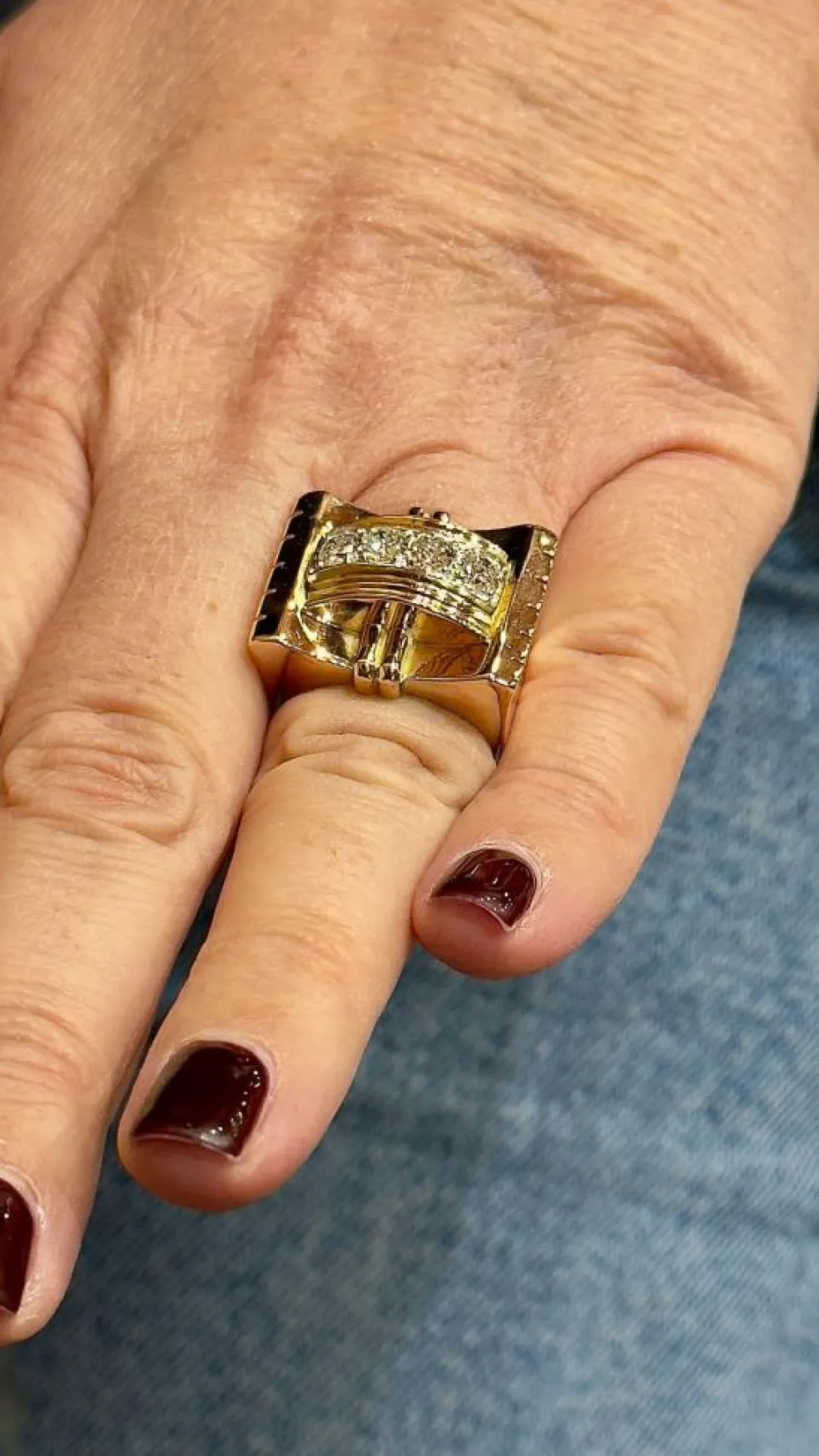 Bague tank en or 18 carats et diamants